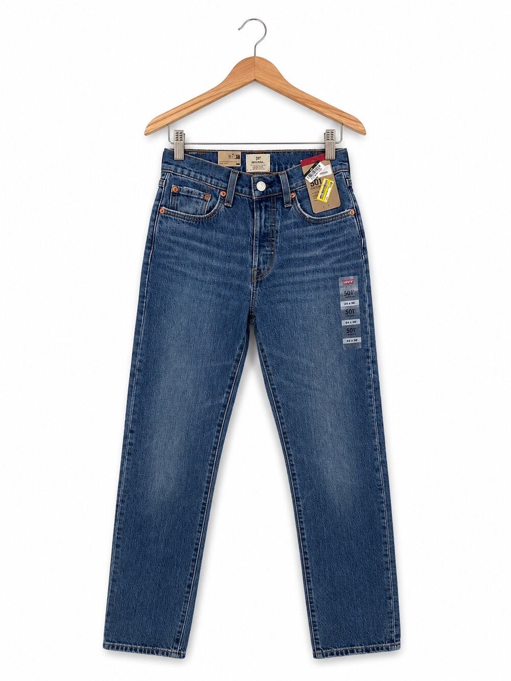Levi's 501 Original Fit Women Denim Jeans 24 Blue Straight Leg Button Fly New